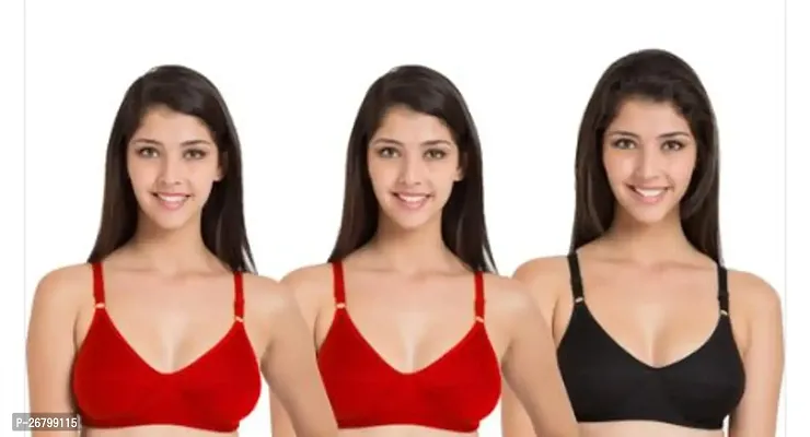 Stylish Multicolored Cotton Blend Solid Bras For Women Pack Of 3-thumb0