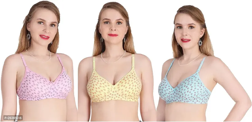 Women's Best Seller Printed Padded Seamless Bra (Pack of 3)