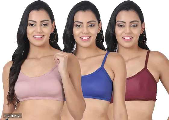 Women's Lightly Padded Sports Bralette (Pack of 3)-thumb0