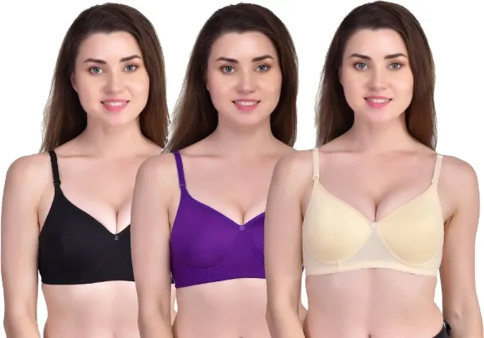 Classic Blend Solid Bras for Women, Pack of 3