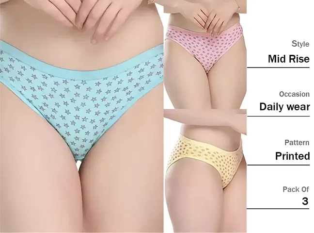 Women / Ladies Cotton Blend Panty Briefs / Hipster for Ladies Underwear Combo (Pack of 3)