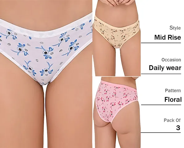 Women / Ladies Cotton Blend Panty Briefs / Hipster for Ladies Underwear Combo (Pack of 3)