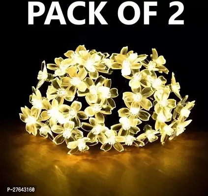 16 LED 4 Meter Blooming Flower Warm White Flower Fairy String Diwali Lights Christmas Lights Corded electric or Party Birthday light for Home Decoration - 2 Pin Plug ( 4 Meter, Warm White, 16 LED small Blub) (Warm Flower, Pack Of 2)-thumb0