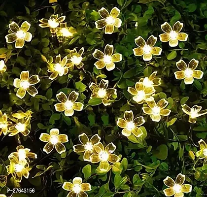 16 LED 4 Meter Blooming Flower Warm White Flower Fairy String Diwali Lights Christmas Lights Corded electric or Party Birthday light for Home Decoration 2 Pin Plug 4 Meter Warm White 16 LED small Blub Warm Flower Pack Of 2-thumb0