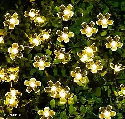 16 LED 4 Meter Blooming Flower Warm White Flower Fairy String Diwali Lights Christmas Lights Corded electric or Party Birthday light for Home Decoration 2 Pin Plug 4 Meter Warm White 16 LED small Blub Warm Flower Pack Of 2