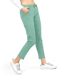 AJ BROTHERS Women's Slim Fit Track Pants Lycra Stretchable Regular Button Boot Cut/Bell Bottom Pant Lower Trousers (Rama) Size:-28-thumb2