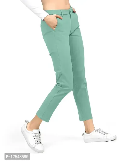 AJ BROTHERS Women's Slim Fit Track Pants Lycra Stretchable Regular Button Boot Cut/Bell Bottom Pant Lower Trousers (Rama) Size:-28-thumb3
