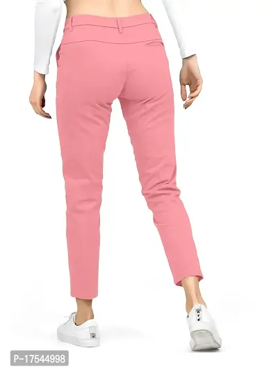 AJ BROTHERS Women's Slim Fit Track Pants Lycra Stretchable Regular Button Boot Cut/Bell Bottom Pant Lower Trousers (Pink) Size:-30-thumb4