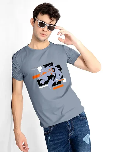 AJ BROTHERS Men's Cotton Roundneck Short Sleeve Casual Printed Stylish Sensational T-Shirt