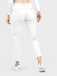 AJ BROTHERS Women's Slim Fit Track Pants Lycra Stretchable Regular Button Boot Cut/Bell Bottom Pant Lower Trousers (White) Size:-28-thumb3