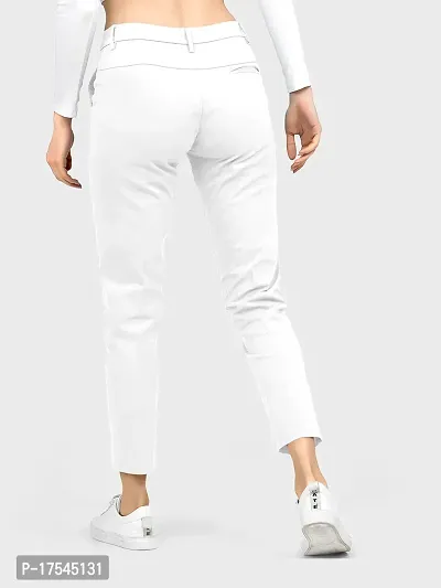 AJ BROTHERS Women's Slim Fit Track Pants Lycra Stretchable Regular Button Boot Cut/Bell Bottom Pant Lower Trousers (White) Size:-28-thumb4