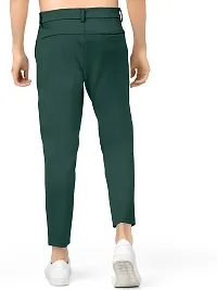 AJ BROTHERS Men's Slim Fit Track Pants Lycra Stretchable Regular Button Boot Cut/Bell Bottom Pant Lower Trousers (Dark Green ) Size:-34-thumb3