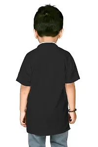 AJ BROTHERS Kids Cotton Blend Mandarin Neck Short Sleeve Regular Fit Casual Western Matty Polo Plan Fancy Shirt for Boys (Black) (7-8 Years)-thumb3