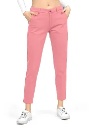 AJ BROTHERS Women's Slim Fit Track Pants Lycra Stretchable Regular Button Boot Cut/Bell Bottom Pant Lower Trousers (Pink) Size:-30-thumb1