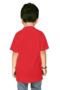 AJ BROTHERS Kids Cotton Blend Mandarin Neck Short Sleeve Regular Fit Casual Western Matty Polo Plan Fancy Shirt for Boys (Red) (6-7 Years)-thumb3