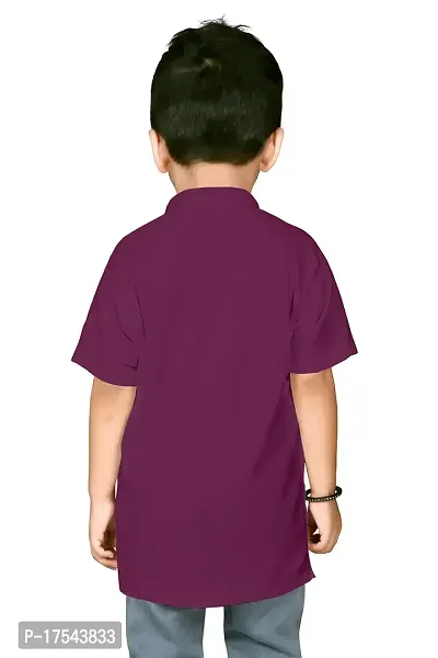 AJ BROTHERS Kids Cotton Blend Mandarin Neck Short Sleeve Regular Fit Casual Western Matty Polo Plan Fancy Shirt for Boys (Purple) (2-3 Years)-thumb4