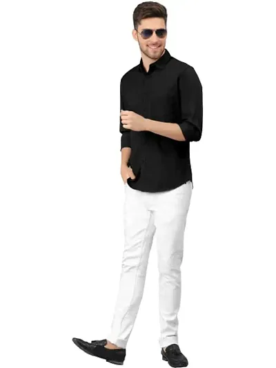 AJ BROTHERS New Designe Men's Lycra Fullsleeve Casual Classic Collar Solid Shirt for Men