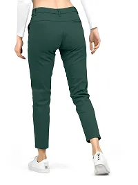 AJ BROTHERS Women's Slim Fit Track Pants Lycra Stretchable Regular Button Boot Cut/Bell Bottom Pant Lower Trousers (Green) Size:-32-thumb3