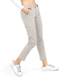 AJ BROTHERS Women's Slim Fit Track Pants Lycra Stretchable Regular Button Boot Cut/Bell Bottom Pant Lower Trousers (Grey) Size:-36-thumb2