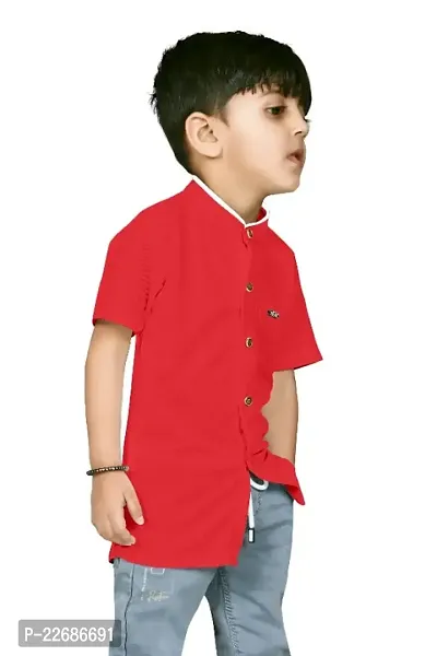 Classic Cotton Spandex Solid Shirts for Kids Boys-thumb0