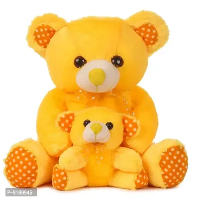 Mother with Baby Teddy Bear Soft/Stuff Toy for lovely kids (Yellow) - 35 cm