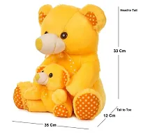 Mother with Baby Teddy Bear Soft/Stuff Toy for lovely kids (Yellow) - 35 cm-thumb1