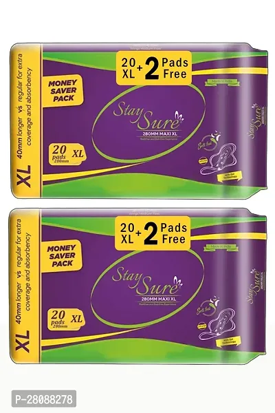 Stay Sure  Maxi 280mm XL | Extra cottony sanitary pads pack of 20 pads + FREE 2 Sanitary Pad (Pack of 2)