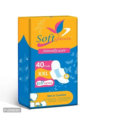 Soft  Secure Newfeel Maxi Soft Sanitary Pad Naturally Soft Ultra (ADL CHIP) XXL Anion Chip Pads (Pack of 1-40 Pads)