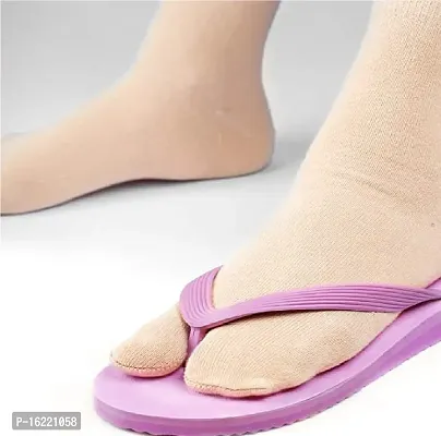 Sokker Women's Ankle Length Toe/Anguta/ Thumb Finger Cotton Socks (Pack of 2) - Beige-thumb3