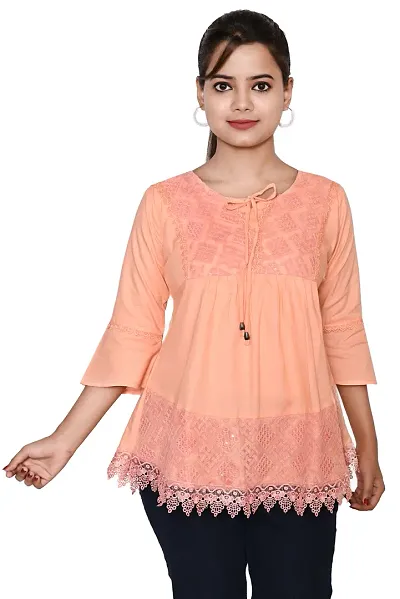 Stylish Rayon Embroidered Top For Girls