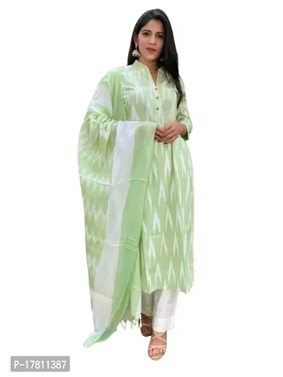 Ambika Fashion Handloom Cotton Unstitched Ikkat Suit Set for Women with Dupatta | Salwar Suit Ikkat Dress Material for Women | Top - 2.5 M, Bottom - 2.50 M  Dupatta - 2.5 M | Ambika Fashion GR 100