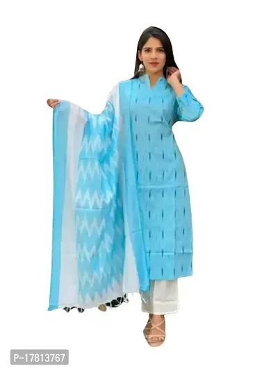 Ambika Fashion Handloom Cotton Unstitched Ikkat Suit Set for Women with Dupatta | Salwar Suit Ikkat Dress Material for Women | Top - 2.5 M, Bottom - 2.50 M  Dupatta - 2.5 M | Ambika Fashion GR 99-thumb0