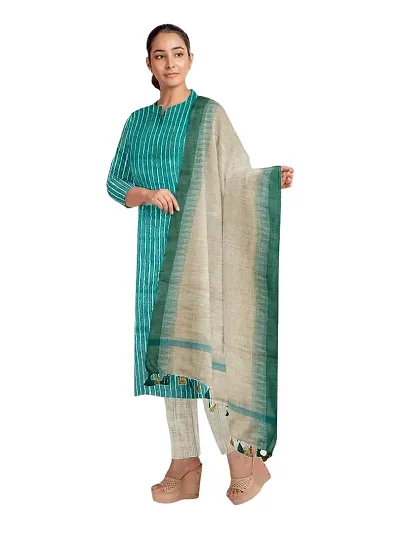 Manikant Handloom Jute Silk Unstitched Suit Set for Women with Dupatta | Jute Silk Salwar Suit Dress Material for Women Girls | Top - 2.4 M, Bottom - 2.4 Dupatta - 2.25 | MK 101