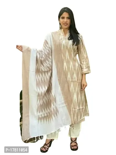 Ambika Fashion Handloom Cotton Unstitched Ikkat Suit Set for Women with Dupatta | Salwar Suit Ikkat Dress Material for Women | Top - 2.5 M, Bottom - 2.50 M  Dupatta - 2.5 M | Ambika Fashion GR 96