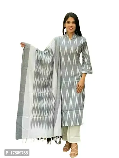 Ambika Fashion Handloom Cotton Unstitched Ikkat Suit Set for Women with Dupatta | Salwar Suit Ikkat Dress Material for Women | Top - 2.5 M, Bottom - 2.50 M  Dupatta - 2.5 M | Ambika Fashion GR 95