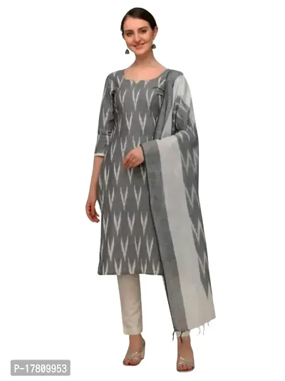 Ambika Fashion Handloom Cotton Unstitched Ikkat Suit Set for Women with Dupatta | Salwar Suit Ikkat Dress Material for Women | Top - 2.5 M, Bottom - 2.50 M  Dupatta - 2.5 M | Ambika Fashion GR 86-thumb0