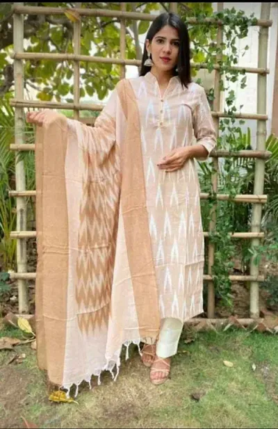 Ambika Fashion Handloom Unstitched Ikkat Suit Set for Women with Dupatta | Salwar Suit Ikkat Dress Material for Women | Top - 2.5 M, Bottom - 2.50 Dupatta - 2.5 | Ambika Fashion GR 101