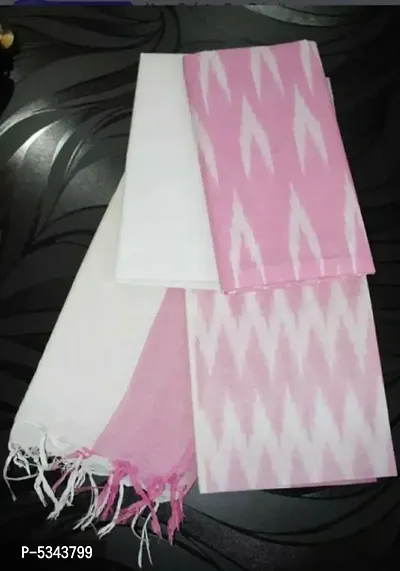 Alluring Pink Cotton Ikat Women Dress Material with Dupatta-thumb0