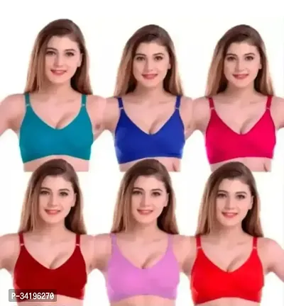 Stylish Multicoloured Hosiery Solid Bras For Women Pack Of 6-thumb0