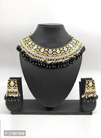 Square Necklace Set with Earrings(Black)