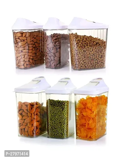 tvAt 6 Pcs Plastic Transparent Storage Containers Set Rectangle Easy Flow Jars Grocery Container-thumb0