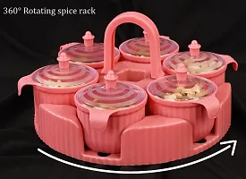 tvAt 1 Pcs 360 Degree Rotating Spice Rack Pink color-thumb2