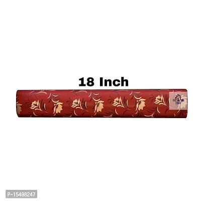 H.A.M Fab Orange Color, Brown Flower Design, Size - 45 x 500 cm, Rectangular Long Shelf Liner, 5 Meter Sheet Roll / Mat for Drawer, Antislip Mat-thumb2