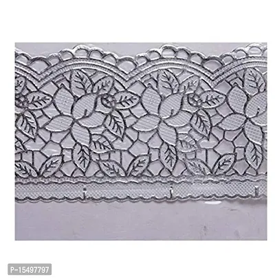 H.A.M Fab Silver Lace 8 to 10 Seater Table Cover Self Design 60 x 108 Medium Size-thumb3