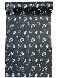 H.A.M Fab 10 Meter Rectangular Long Shelf Liner Black Color, White Flower Design, Sheet Roll / Mat for Drawer, Antislip Mat, Size - 45 x 1000 cm-thumb2