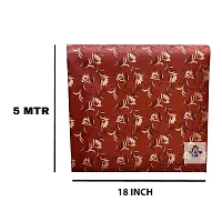 H.A.M Fab Orange Color, Brown Flower Design, Size - 45 x 500 cm, Rectangular Long Shelf Liner, 5 Meter Sheet Roll / Mat for Drawer, Antislip Mat-thumb3