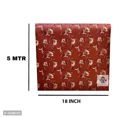 H.A.M Fab Orange Color, Brown Flower Design, Sheet Roll / Mat for Drawer, Antislip Mat, 5 Meter Rectangular Long Shelf Liner, Size - 45 x 500 cm-thumb4