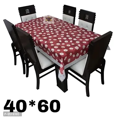 Table Cover 3D Medium Size 2 to 4 Seater Flower, Pink Color Plastics Self Design Printed Table Cover with  Lace-thumb0