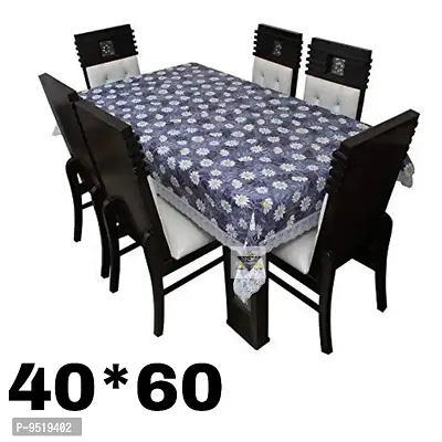 3D Plastic Printed 2 to 4 Seater Table cover Self Design (Medium Size) with Lace  Flower, Blue Color