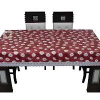 Table Cover 3D Medium Size 2 to 4 Seater Flower, Pink Color Plastics Self Design Printed Table Cover with  Lace-thumb2